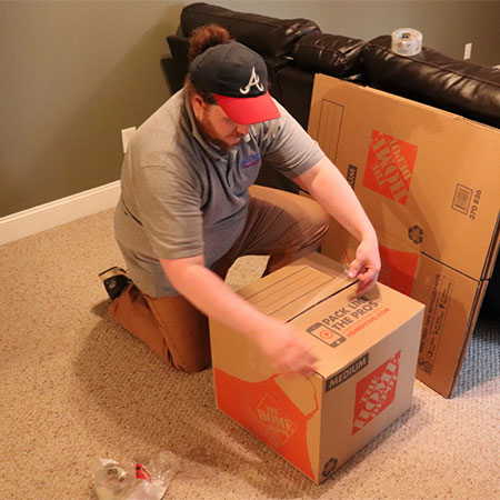 Storage box wrapping before move.