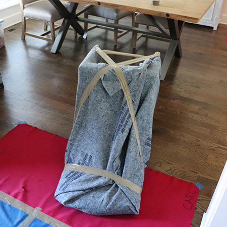 Wrapped furniture for moving.